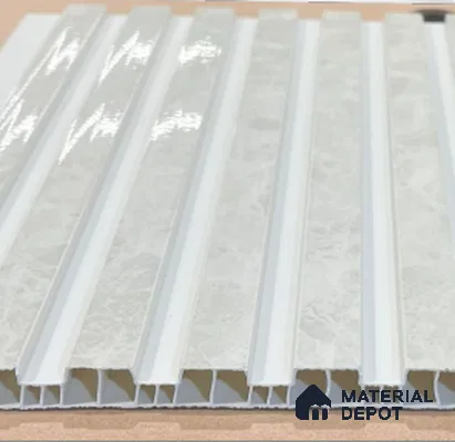 White Marble Louver PN 06090 10 ft x 9.8 inch PVC Panel - 10 mm | Suitable for Feature Wall, TV Unit & Living Room | Width is Subjected to 5% Variation