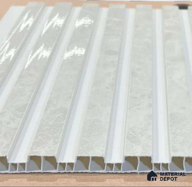 White Marble Louver PN 06090 10 ft x 9.8 inch PVC Panel - 10 mm | Suitable for Feature Wall, TV Unit & Living Room | Width is Subjected to 5% Variation