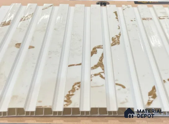 Beige Marble Louver PN 06091 10 ft x 9.8 inch PVC Panel - 10 mm | Suitable for Feature Wall, TV Unit & Living Room | Width is Subjected to 5% Variation