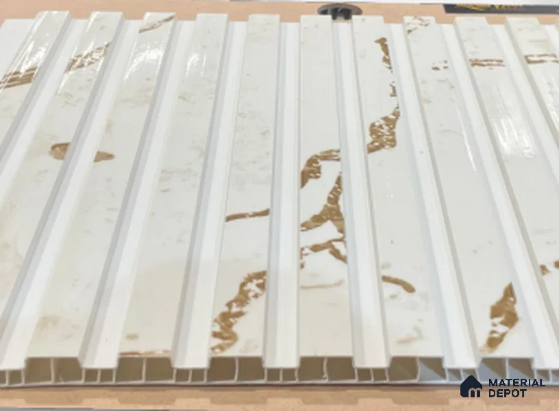 Beige Marble Louver PN 06091 10 ft x 9.8 inch PVC Panel - 10 mm | Suitable for Feature Wall, TV Unit & Living Room | Width is Subjected to 5% Variation