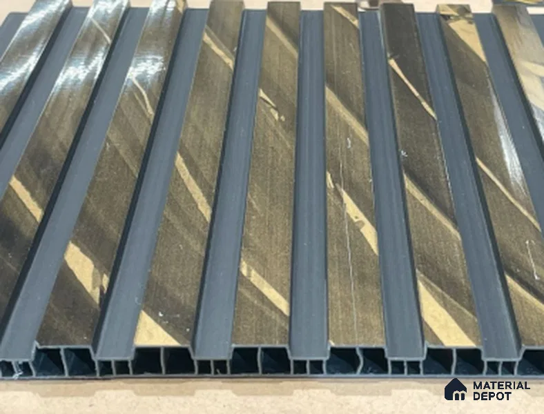 Brown Wooden Louver PN 06092 10 ft x 9.8 inch PVC Panel - 10 mm | Suitable for Feature Wall, TV Unit & Living Room | Width is Subjected to 5% Variation