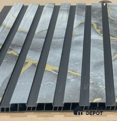Grey Marble Louver PN 06094 10 ft x 9.8 inch PVC Panel - 10 mm | Suitable for Feature Wall, TV Unit & Living Room | Width is Subjected to 5% Variation
