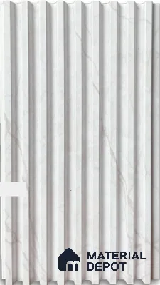 Pearl White Marble Louver PN 03016 J 9.5 ft x 4.9 inch WPC Panel - 12 mm | Suitable for Feature Wall, TV Unit & Living Room | Width is Subjected to 5% Variation