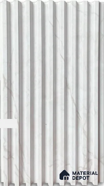 Pearl White Marble Louver PN 03016 J 9.5 ft x 4.9 inch WPC Panel - 12 mm | Suitable for Feature Wall, TV Unit & Living Room | Width is Subjected to 5% Variation