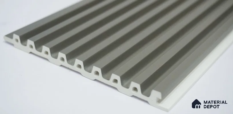 Solid Grey Plain Colour Louver PN 03016 B 9.5 ft x 4.9 inch WPC Panel - 12 mm | Suitable for Feature Wall, TV Unit & Living Room | Width is Subjected to 5% Variation