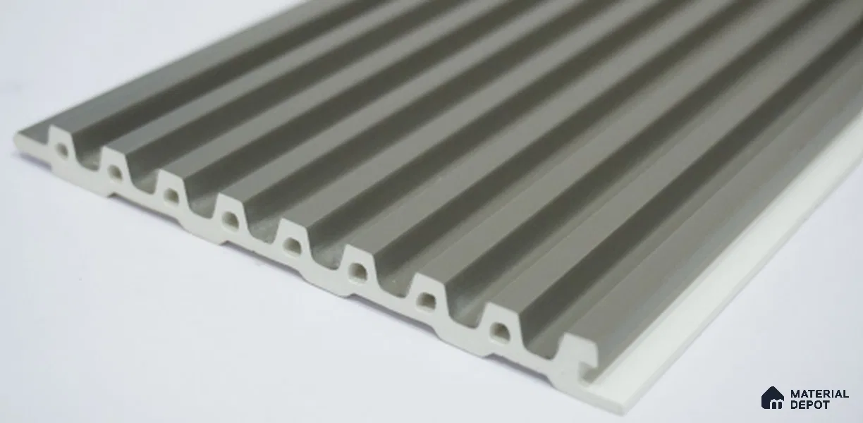 Solid Grey Plain Colour Louver PN 03016 B 9.5 ft x 4.9 inch WPC Panel - 12 mm | Suitable for Feature Wall, TV Unit & Living Room | Width is Subjected to 5% Variation