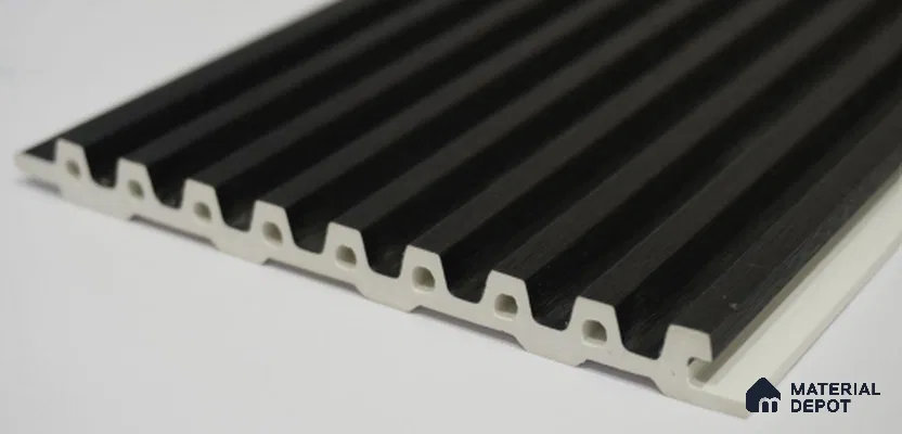 Black Plain Colour Louver PN 03016 E 9.5 ft x 4.9 inch WPC Panel - 12 mm | Suitable for Feature Wall, TV Unit & Living Room | Width is Subjected to 5% Variation