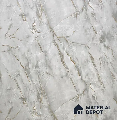White Marble Look UPVC High Gloss Finish UV Marble Polygranite Sheets 8 ft x 4 ft | PG 00076 - 3 mm