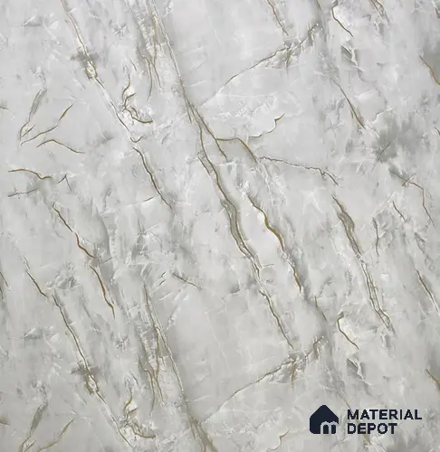 White Marble Look UPVC High Gloss Finish UV Marble Polygranite Sheets 8 ft x 4 ft | PG 00076 - 3 mm