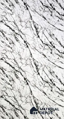 White Marble Look UPVC High Gloss Finish UV Marble Polygranite Sheets 8 ft x 4 ft | LM 21135 - 3 mm