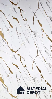 White Marble Look UPVC High Gloss Finish UV Marble Polygranite Sheets 8 ft x 4 ft | PG 0071 - 3 mm