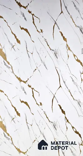 White Marble Look UPVC High Gloss Finish UV Marble Polygranite Sheets 8 ft x 4 ft | PG 0071 - 3 mm