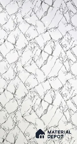 White Marble Look UPVC High Gloss Finish UV Marble Polygranite Sheets 8 ft x 4 ft | LM 21136 - 3 mm