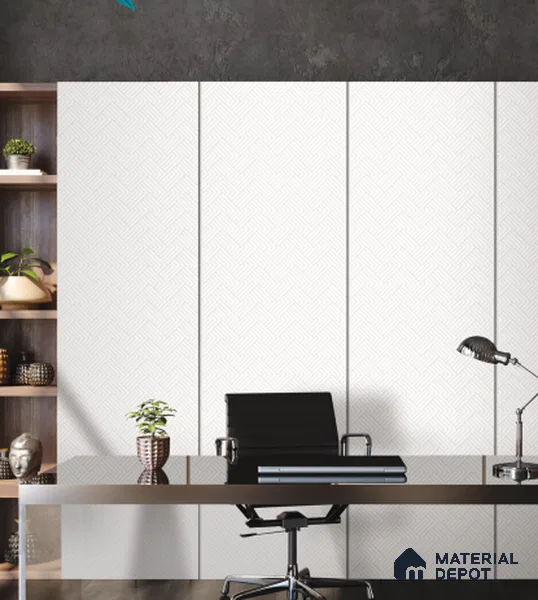 White Textured Solid Look LM 01098 8 ft x 4 ft Texture Finish Decorative Laminate - 1 mm | Suitable for TV Unit, Wardrobe, Kitchen Cabinets
