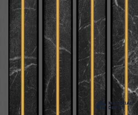 Black Marble Louver PN 00137 8 ft x 5 inch Charcoal Panel - 12 mm | Suitable for Feature Wall, TV Unit & Living Room | Width is Subjected to 5% Variation