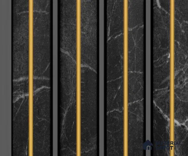 Black Marble Louver PN 00137 8 ft x 5 inch Charcoal Panel - 12 mm | Suitable for Feature Wall, TV Unit & Living Room | Width is Subjected to 5% Variation