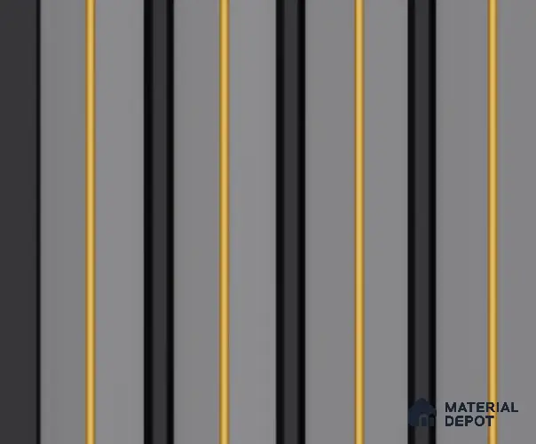 Grey Plain Colour Louver PN 00141 8 ft x 5 inch Charcoal Panel - 12 mm | Suitable for Feature Wall, TV Unit & Living Room | Width is Subjected to 5% Variation