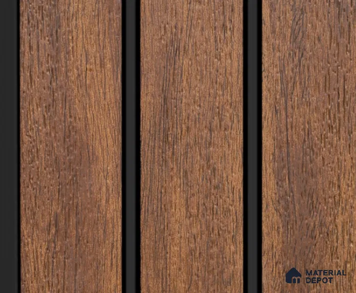 Brown Wooden Louver PN 00147 8 ft x 5 inch Charcoal Panel - 12 mm | Suitable for Feature Wall, TV Unit & Living Room | Width is Subjected to 5% Variation
