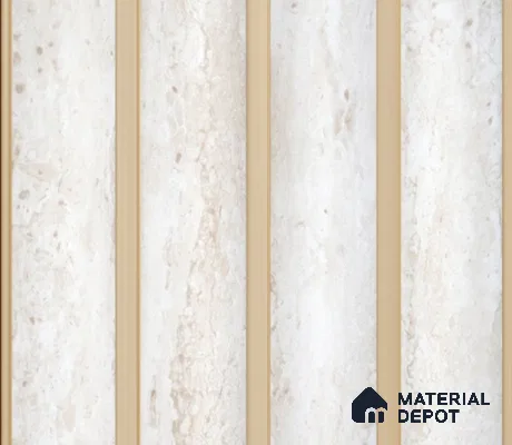 White Marble Louver PN 00149 8 ft x 5 inch Charcoal Panel - 12 mm | Suitable for Feature Wall, TV Unit & Living Room | Width is Subjected to 5% Variation