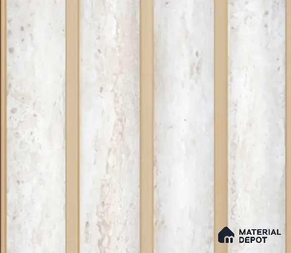 White Marble Louver PN 00149 8 ft x 5 inch Charcoal Panel - 12 mm | Suitable for Feature Wall, TV Unit & Living Room | Width is Subjected to 5% Variation