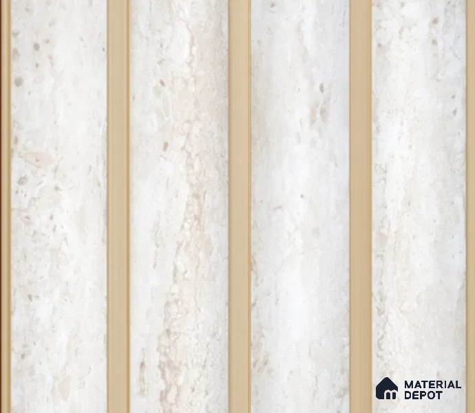 White Marble Louver PN 00149 8 ft x 5 inch Charcoal Panel - 12 mm | Suitable for Feature Wall, TV Unit & Living Room | Width is Subjected to 5% Variation