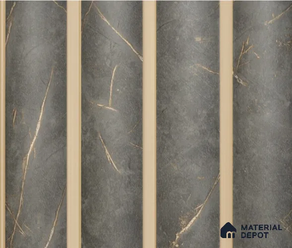 Grey Stone Louver PN 00150 8 ft x 5 inch Charcoal Panel - 12 mm | Suitable for Feature Wall, TV Unit & Living Room | Width is Subjected to 5% Variation