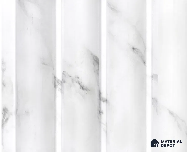 White Marble Louver PN 00130 8 ft x 5 inch Charcoal Panel - 12 mm | Suitable for Feature Wall, TV Unit & Living Room | Width is Subjected to 5% Variation