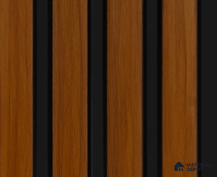 Brown Wooden Louver PN 00177 8 ft x 5 inch Charcoal Panel - 12 mm | Suitable for Feature Wall, TV Unit & Living Room | Width is Subjected to 5% Variation