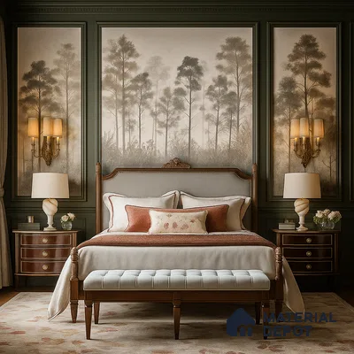 Silent Canopy Mist Tropical Mist Nature Art | WP 03986 Non Woven Matte Finish Tropical Style Premium Customized size Wallpaper | 150 GSM WP01MTF Paper | (MOQ = 30 Sq. Ft.) | Design change not possible