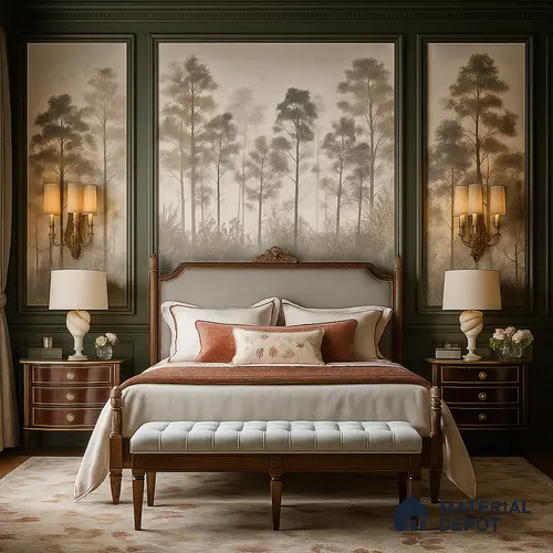 Silent Canopy Mist Tropical Mist Nature Art | WP 03986 Non Woven Matte Finish Tropical Style Premium Customized size Wallpaper | 150 GSM WP01MTF Paper | (MOQ = 30 Sq. Ft.) | Design change not possible