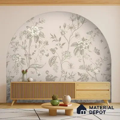 Botanical Manuscript Floral Abstract Nature Art | WP 04005 B Canvas Texture Finish Florals Style luxurious Customized size Wallpaper | 250 GSM WP01CNF Paper | (MOQ = 30 Sq. Ft.)