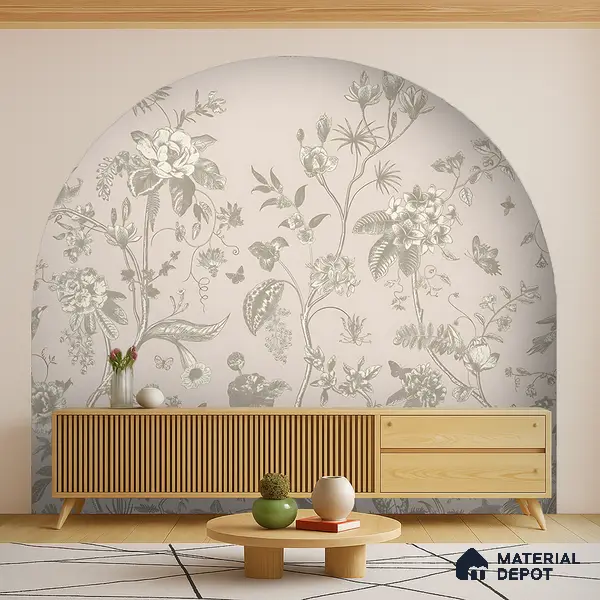 Botanical Manuscript Floral Abstract Nature Art | WP 04005 B Canvas Texture Finish Florals Style luxurious Customized size Wallpaper | 250 GSM WP01CNF Paper | (MOQ = 30 Sq. Ft.)