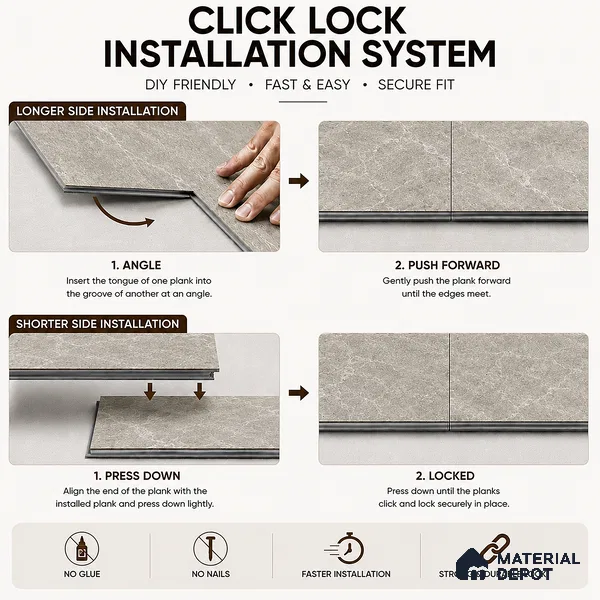 Tumbled Carrara Marble Look 4 ft x 7.2 inch - 6.5 mm SPC Flooring | SP 00066 | 10-Year Residential Warranty Click-Lock DIY Installation | Suitable For Kitchen, Living Room & Bedroom