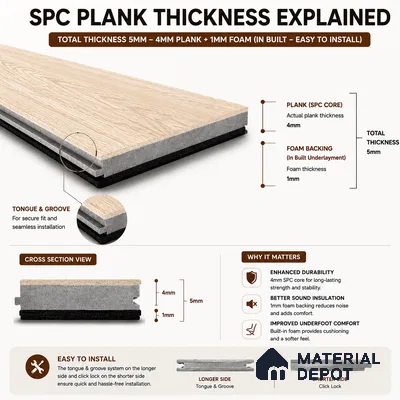 Coastal Pine Light Wood Look 4 ft x 7 inch - 5 mm SPC Flooring | SP 00090 B | 5-Year Warranty Click-Lock DIY Installation | Suitable For Kitchen, Living Room & Bedroom