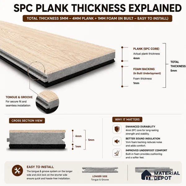 Coastal Pine Light Wood Look 4 ft x 7 inch - 5 mm SPC Flooring | SP 00090 B | 5-Year Warranty Click-Lock DIY Installation | Suitable For Kitchen, Living Room & Bedroom