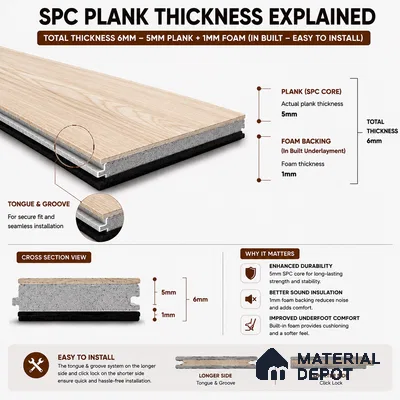 Coastal Pine Light Wood Look 4 ft x 7 inch - 6 mm SPC Flooring | SP 00090 | 5-Year Warranty Click-Lock DIY Installation | Suitable For Kitchen, Living Room & Bedroom