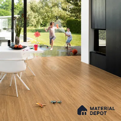 Coffee Wood Look Light Wood Look 4 ft x 7 inch - 5 mm SPC Flooring | SP 00079 | 5-Year Warranty Click-Lock DIY Installation | Suitable For Kitchen, Living Room & Bedroom
