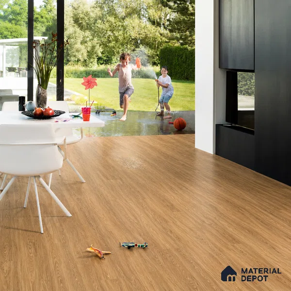 Coffee Wood Look Light Wood Look 4 ft x 7 inch - 5 mm SPC Flooring | SP 00079 | 5-Year Warranty Click-Lock DIY Installation | Suitable For Kitchen, Living Room & Bedroom