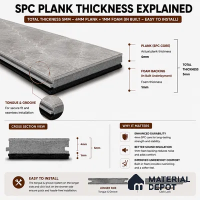 Concrete Canvas Stone Look 2 ft x 1 ft - 6 mm SPC Flooring | SP 00087 | 5-Year Warranty Click-Lock DIY Installation | Suitable For Kitchen, Living Room & Bedroom