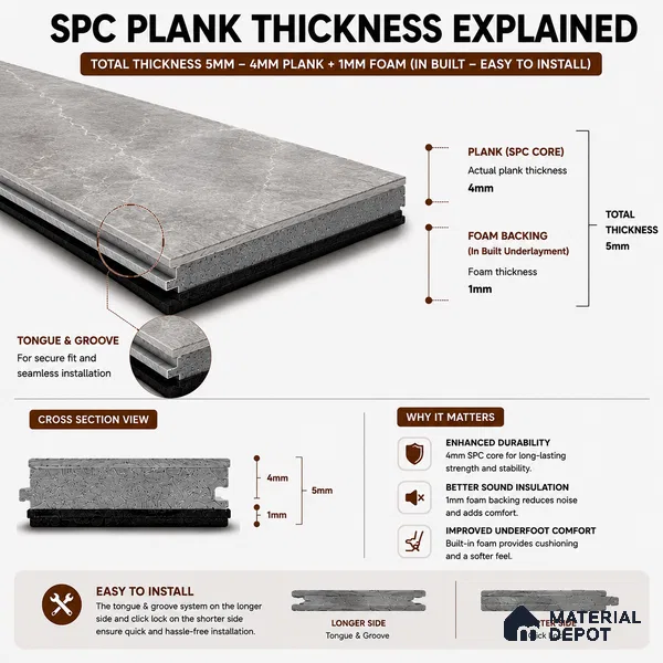 Concrete Canvas Stone Look 2 ft x 1 ft - 6 mm SPC Flooring | SP 00087 | 5-Year Warranty Click-Lock DIY Installation | Suitable For Kitchen, Living Room & Bedroom