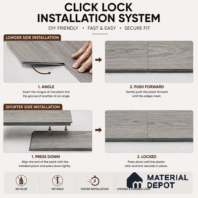 Laguna Grey Wood Look 4 ft x 7.2 inch - 6.5 mm SPC Flooring | SP 00068 | 10-Year Residential Warranty Click-Lock DIY Installation | Suitable For Kitchen, Living Room & Bedroom