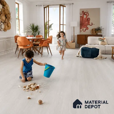 Ivory Oak Grey Wood Look 4 ft x 7 inch - 5 mm SPC Flooring | SP 00077 | 5-Year Warranty Click-Lock DIY Installation | Suitable For Kitchen, Living Room & Bedroom