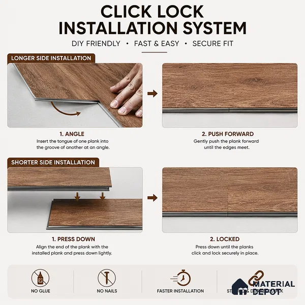 Malibu Dark Wood Look 4 ft x 7.2 inch - 6.5 mm SPC Flooring | SP 00072 | 10-Year Residential Warranty Click-Lock DIY Installation | Suitable For Kitchen, Living Room & Bedroom