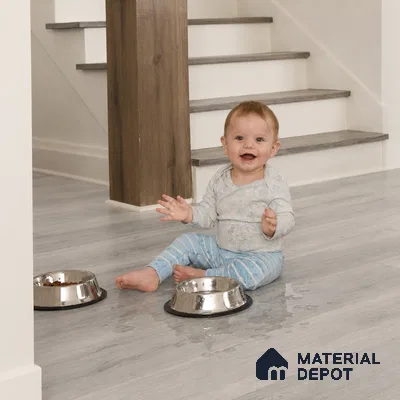 Moonlight Grey Grey Wood Look 4 ft x 7 inch - 6 mm SPC Flooring | SP 00091 | 5-Year Warranty Click-Lock DIY Installation | Suitable For Kitchen, Living Room & Bedroom