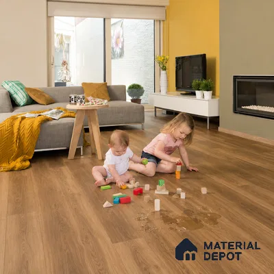Tropical Teak Dark Wood Look 4 ft x 7 inch - 5 mm SPC Flooring | SP 00082 | 5-Year Warranty Click-Lock DIY Installation | Suitable For Kitchen, Living Room & Bedroom