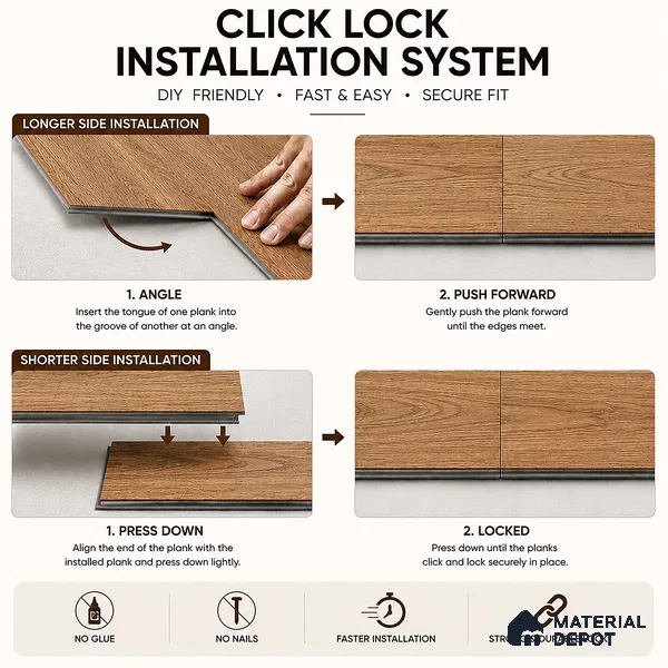 Walnut Royale Medium Wood Look 4 ft x 7 inch - 6 mm SPC Flooring | SP 00081 B | 5-Year Warranty Click-Lock DIY Installation | Suitable For Kitchen, Living Room & Bedroom