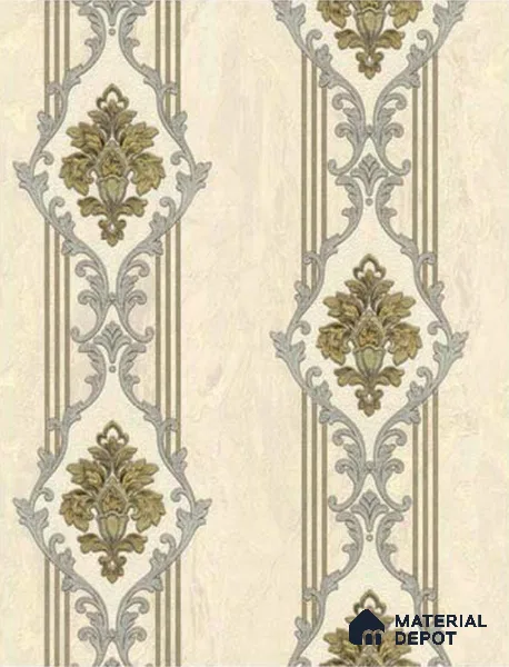 RT5500-40 | 10 Meter x 21 Inches Damask look Wallpaper - 57.41 Sq. Ft. | Minimum 15% wastage during installation