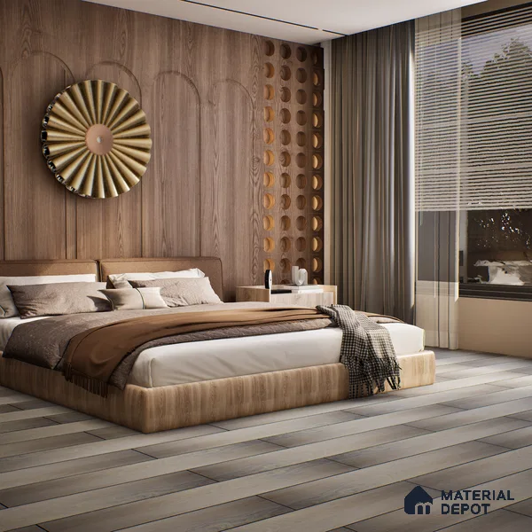 Pinewood Engineered Wooden Flooring Shale Rover Beige Oak Satin Smooth Finish EF 00058 E | 48 x 5.6 inch (1210x140 mm) - 14 mm | 3 Layer Construction | Mahogany or Pinewood Core with Bottom Epoxy Coating | Top Layer 2.5 mm Thickness | UV Lacquered Surface | Floating / Gluedown Installation | 25 Years Warranty