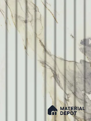 Marble Fluted Look LM 15554 Creamy Venetino 8 ft x 4 ft Glossy Finish Decorative Laminate - 1 mm | Suitable for TV Unit, Wardrobe, Kitchen Cabinets