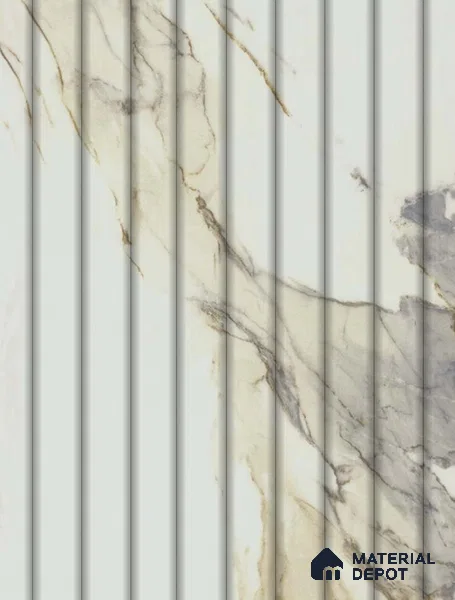 Marble Fluted Look LM 15554 Creamy Venetino 8 ft x 4 ft Glossy Finish Decorative Laminate - 1 mm | Suitable for TV Unit, Wardrobe, Kitchen Cabinets